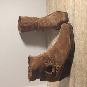 New Free People Jeffrey Campbell Farrier Brown Suede Harness Boots US 8.5